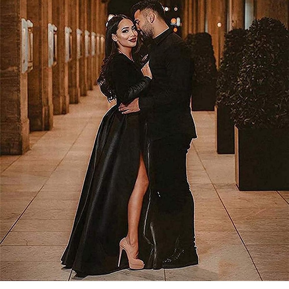 Long Sleeve V Neck Ball Gown